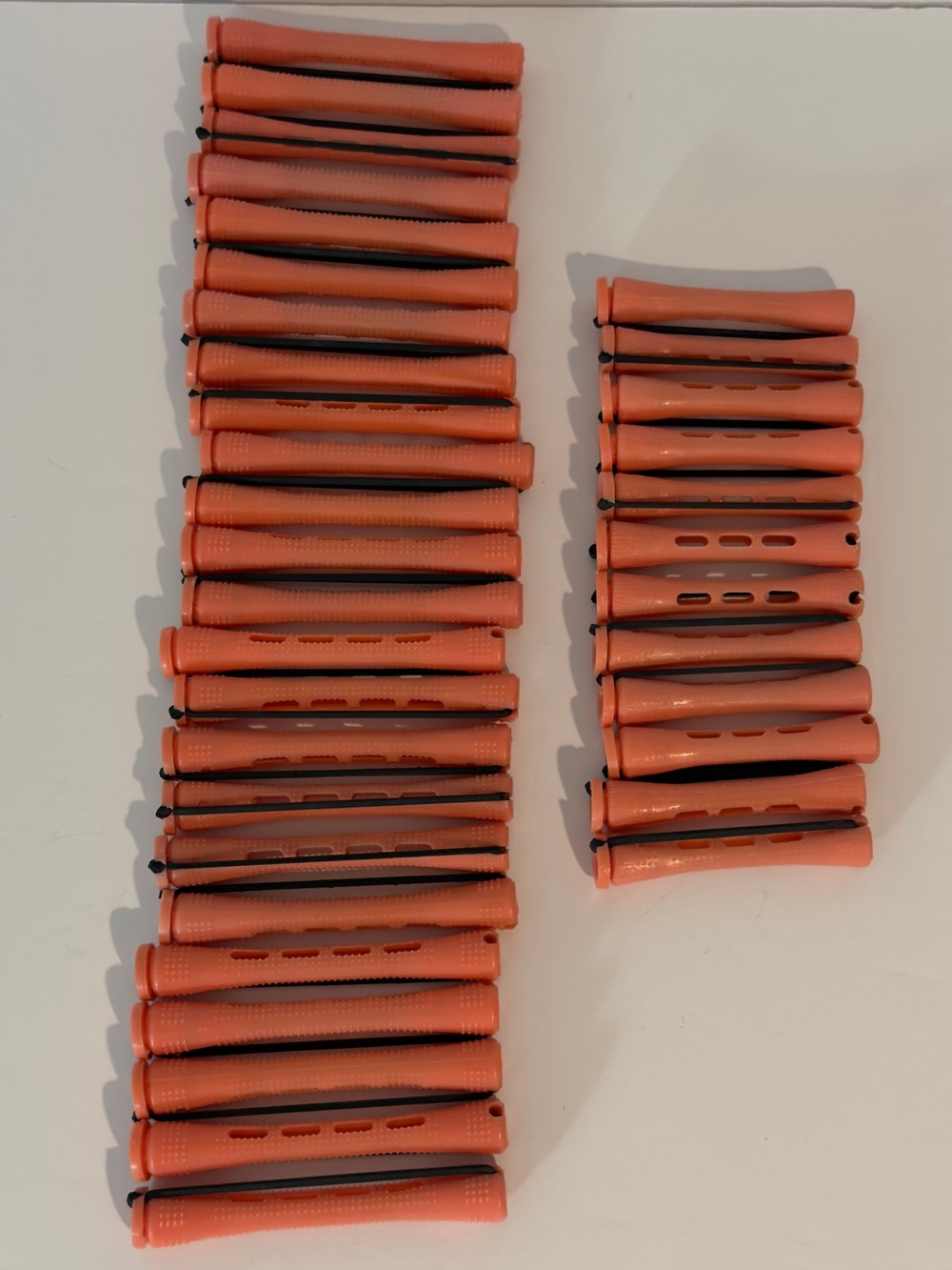 Peach Color Hair Perm Rods 36 Pieces 3 1/4" 2 1/2" Cold Wave Rod With Lid